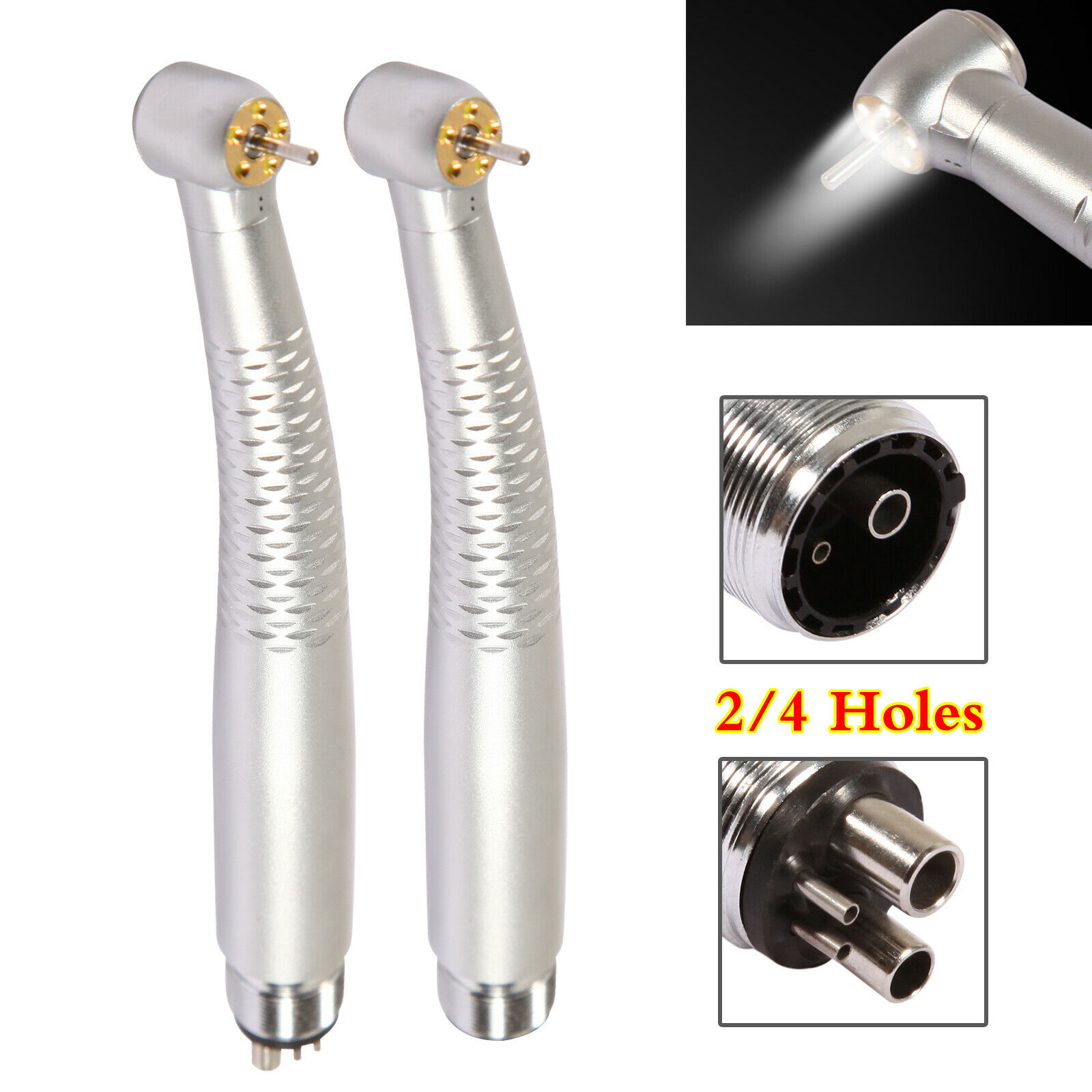 5 Light LED E-Generator Dental High Speed Fiber Optic Air & Water sprays Handpiece Push Button Turbine 2/4Holes Dental Materials