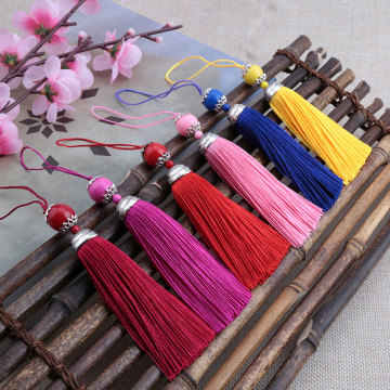 2PCS 8cm Hanging rope beads Silk Tassel fringe sewing bang tassel trim key tassels for DIY Embellish curtain accessories parts