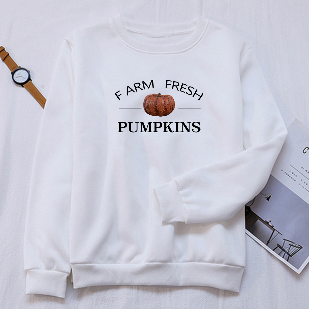 Farm Fresh Pumpkins Spring Autumn Hoodies Women Prairie Sweatshirt Hipster Loose Clothes High Quality Pullover American Apparel