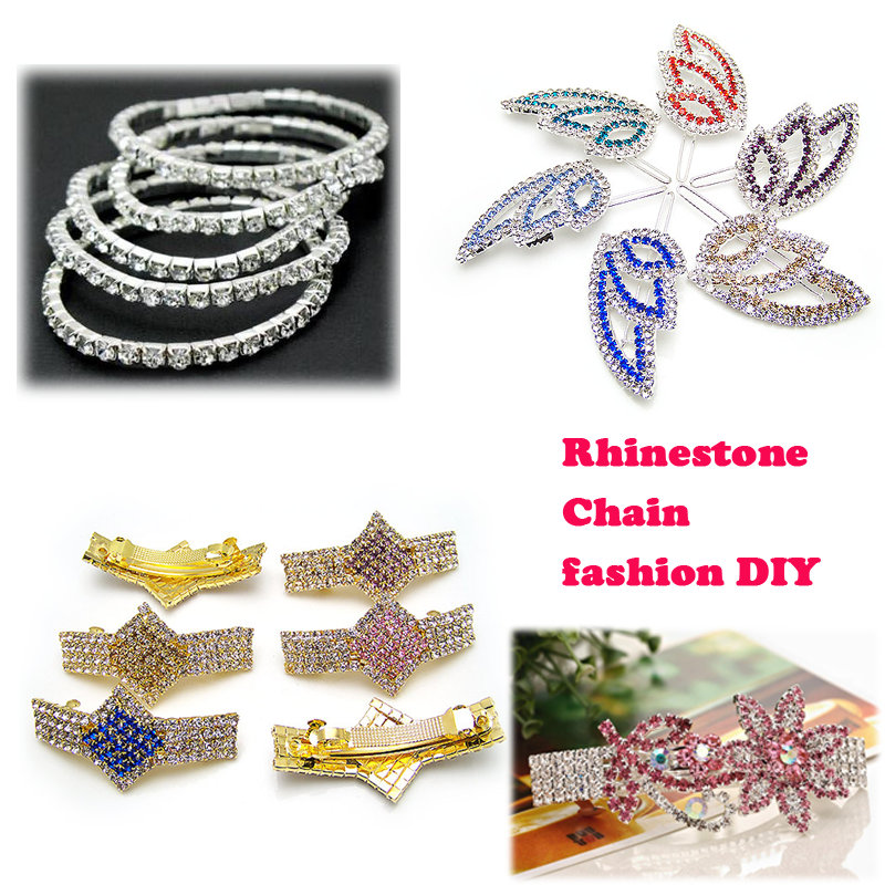 1Yard 10Yards/roll SS6-SS16 Glitter Crystal Rhinestone Chain Sew-On Glue-On For Clothes DIY Garment Accessories trim Cup Chain