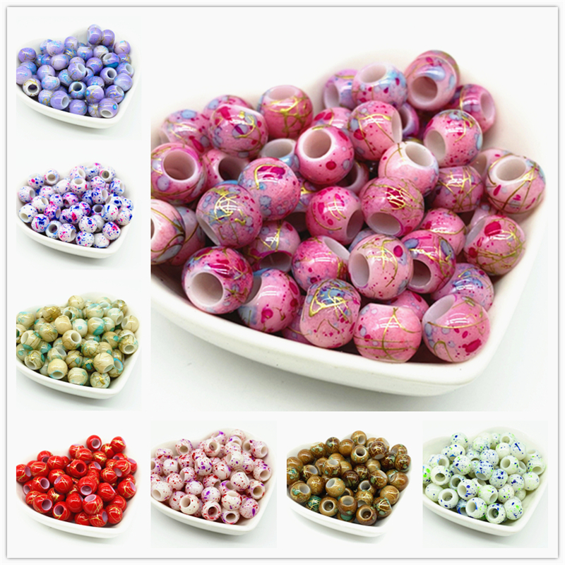 50pcs 10mm Big Hole Round Beads for Jewelry Making DIY Accessory