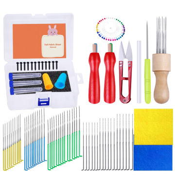 MIUSIE 95Pcs Needle Felting Tools Kit with 8 Needles Foam Mat Scissors Instructions Storage Box and Other Felting Supplies