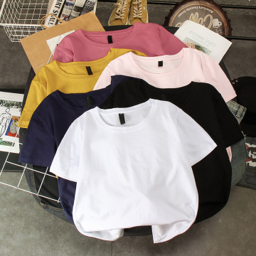 Tshirt Women T Shirt 2020 Summer Korean New Loose Solid Color Girls Clothes Generation Vintage Tops Women t-shirt WBX321