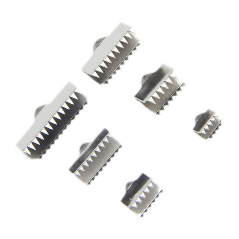 50pcs Stainless Steel Fastener Clasps Flat Rope Crimping Connector For Diy Jewelry Making Cord End Cap Clip Accessories Supplier