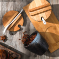 Bamboo Wood Ceramics Condiment Barrel shape Spice Jars Sauce pot Set Salt Pepper Shakers Seasoning Sprays Cooking Kitchen Tool