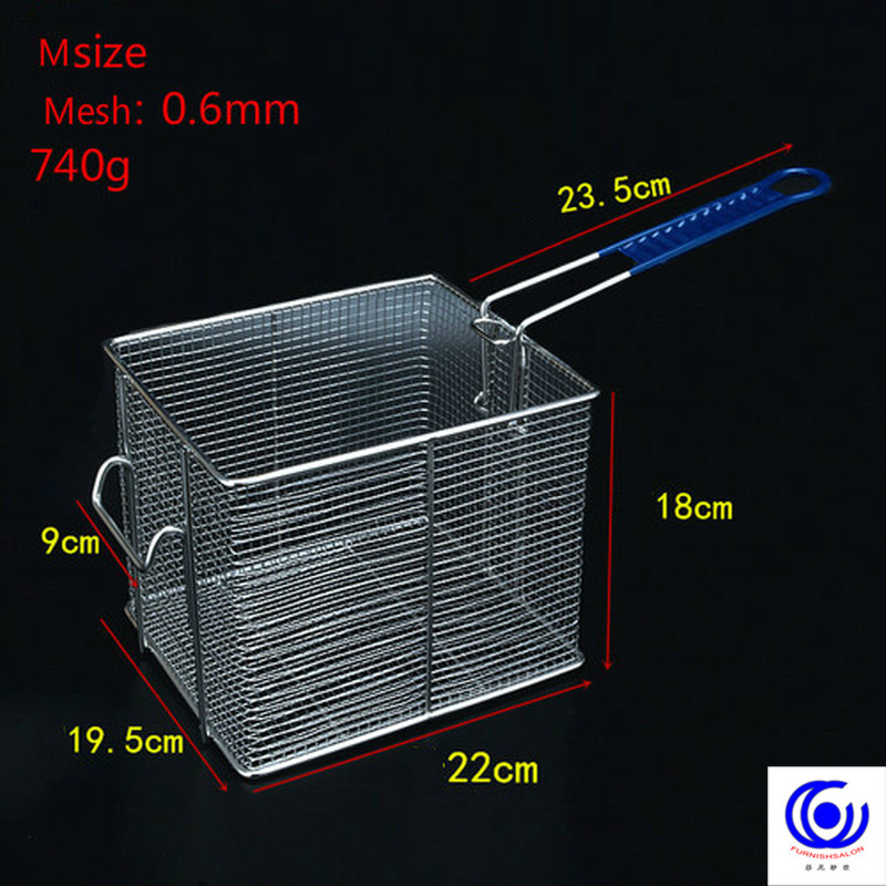 14 Frying basket commercial stainless steel net square encrypted French fries frame filtering screens round Colanders Strainers
