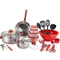 35 Pieces Stainless steel Cooking Pots With Double Side Frying Pan Hot Pot And Pans Cookware Set