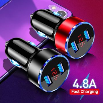 4.8A USB Phone Charger LED Display Car-Charger for Xiaomi Samsung Mobile Phone Adapter Car Charger For iPhone 12 11 Pro 7 8 Plus