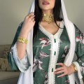 Dubai Moroccan kaftan Dress Autumn 2020 Loose Muslim Jalabiya Abaya Dresses V Neck Long Sleeve Arabic Turkish islamic Clothing