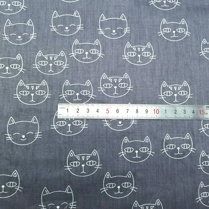 Lovely Cat Printing Cotton Twill Fabric Patchwork DIY Sewing Quilting Pure Cotton Material Fabric For Bedding Blanket Baby Cloth