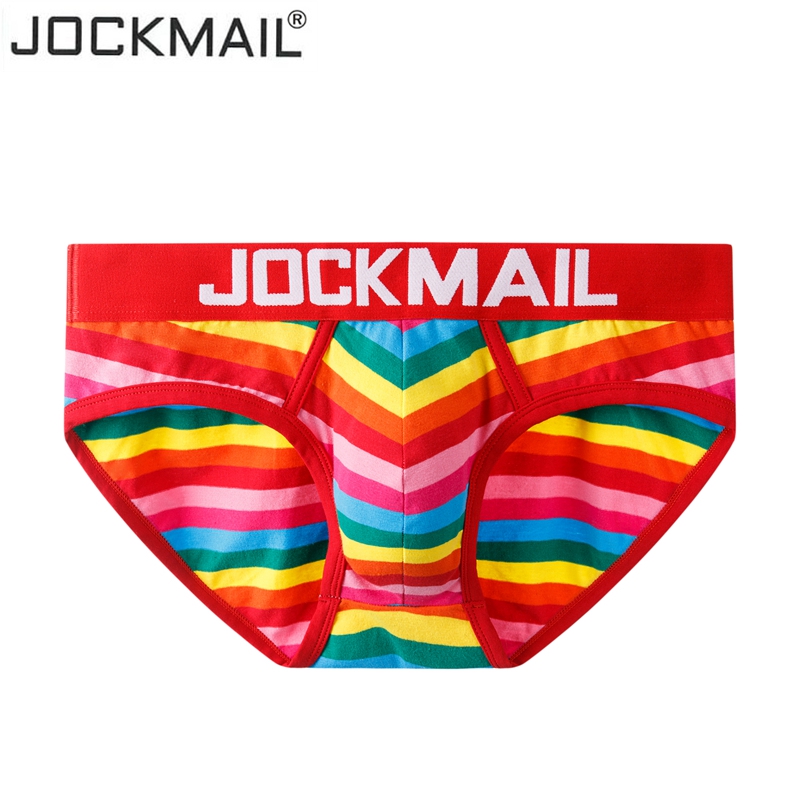 JOCKMAIL New Sexy Briefs Men Sexy Underwear Cotton Striped Rainbow Fashion Young Boy Gay Underwear Low Waist Breathable Panties