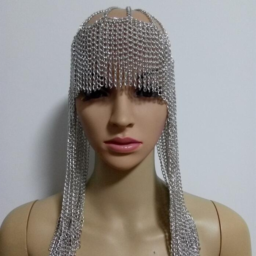 Luxury Metal Long Tassel Punk Head Chain Forehead Headband Accessories for Women Harness Multi Layers Headpiece Hair Jewelry