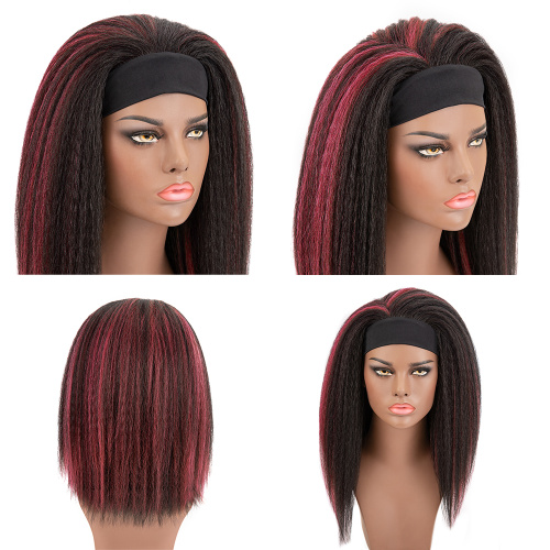 Kinky Straight Synthetic Hair Wigs with Headband Attached Supplier, Supply Various Kinky Straight Synthetic Hair Wigs with Headband Attached of High Quality