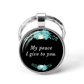 2019 Newest Metal Key Chains The Lord Is My Shepherd Quote Scripture Bible Verse Pendant Glass Cabochon Key Chain Key Ring