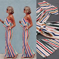 Family Matching Outfits 2019 Summer Striped Mother and Daughter Clothes Mom Off-shoulder Ruffle Long Jumpsuit Kids Girls Dresses