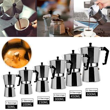 Aluminum Coffee Maker Moka Coffee Pot 50/100/150/300/450/600ml Durable Moka Latte Cafeteira Expresso Percolator Filter Pot