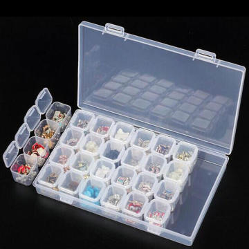 2019 New 28 Slots Clear Plastic Adjustable Jewelry Storage Box Little Stuff Storage Case Organizer