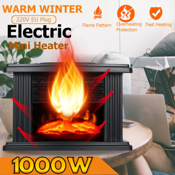 Newest Portable Electric Fireplace Stove Heater Portable Tabletop Indoor Space Heater 1000W Household Winter Heating Machine