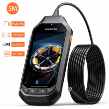 DEPSTECH DS450 4.5in IPS Screen Digital Endoscope 2.0MP 5.0MP Industrial Borescope Inspection Semi-Rigid Snake Camera 6 LEDs