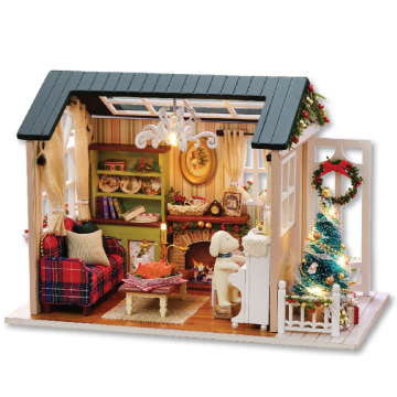 Doll House Furnitures Kits Miniature Model DIY Dollhouse With Wooden House Toys For Children Birthday Gift