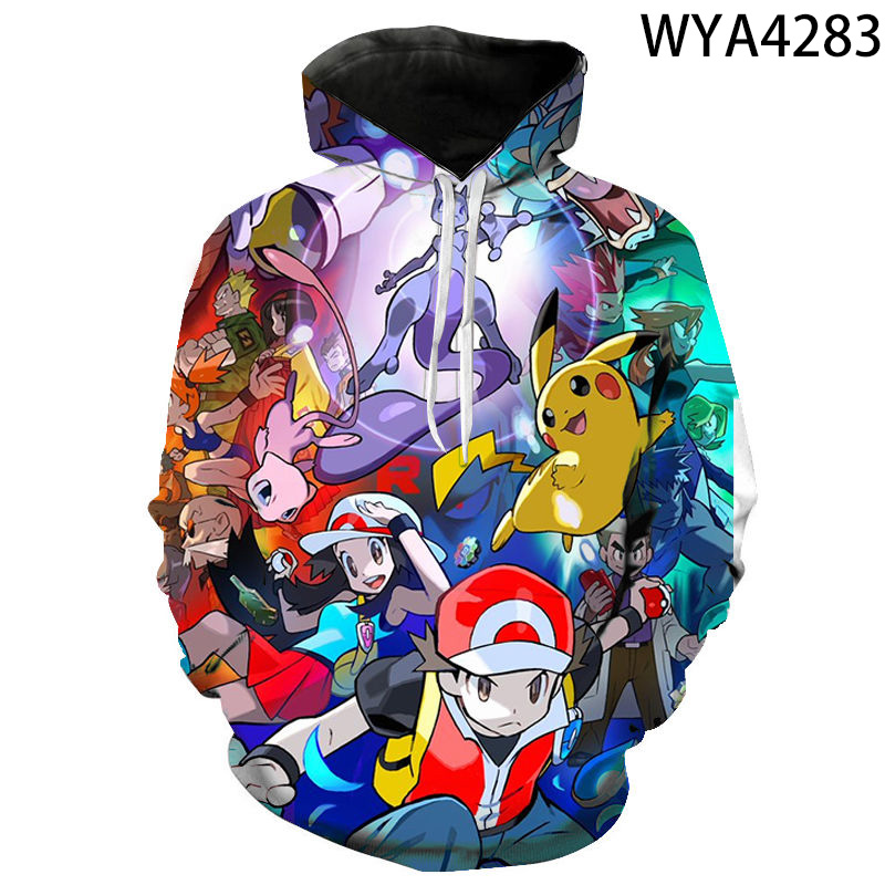 2020 new animated 3D printed hoodies men women children fashion hoodies pokemon boys girls kids sweatshirts street clothing