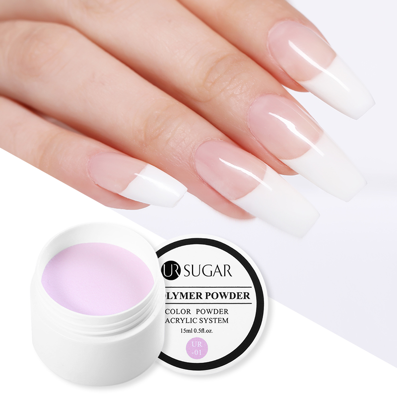 UR SUGAR 15ml Acrylic Powder Pink Clear White Carving Extension 3 in 1 Polymer Powder French Tips Nail Art Glitter Powder