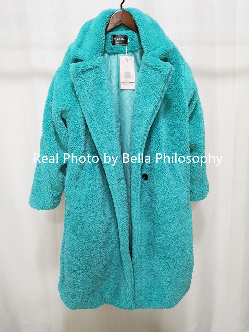 Bella Philosophy Women Winter Faux Fur Warm Long Coat Long Sleeve Female Thick Teddy Bear Coat Casual Loose Oversize Outwears