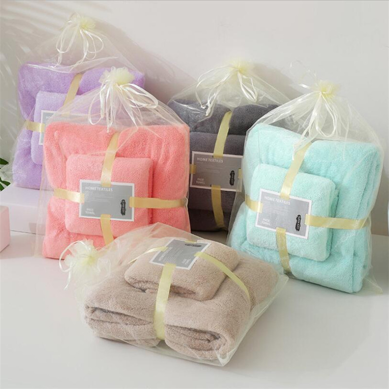 24 Colors Coral Fleece Absorbent Hair Swimming Face Hand Bath Towel Sets Microfibre Towels Bathroom Towels Microfiber Towel Set