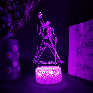 Freddie Mercury Live Concert Show Singing Silhouettes 3D Night Lamp Queen Band LED Sensor Lights Home Decoration Kids Xmas Gift