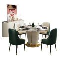 Post-modern light luxury stainless steel rectangular simple marble dining table and chair combination with storage