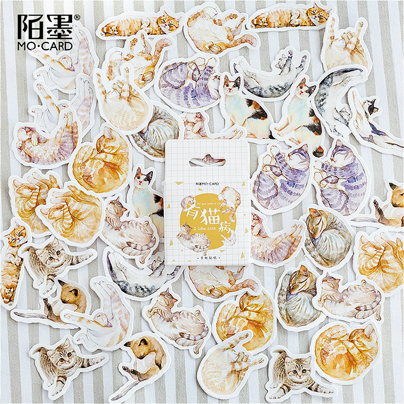 40pcs/pack Funny Cats Totem Calendar Stickers Pack Posted It Kawaii Planner Scrapbooking Stationery Stickers Office Accessories