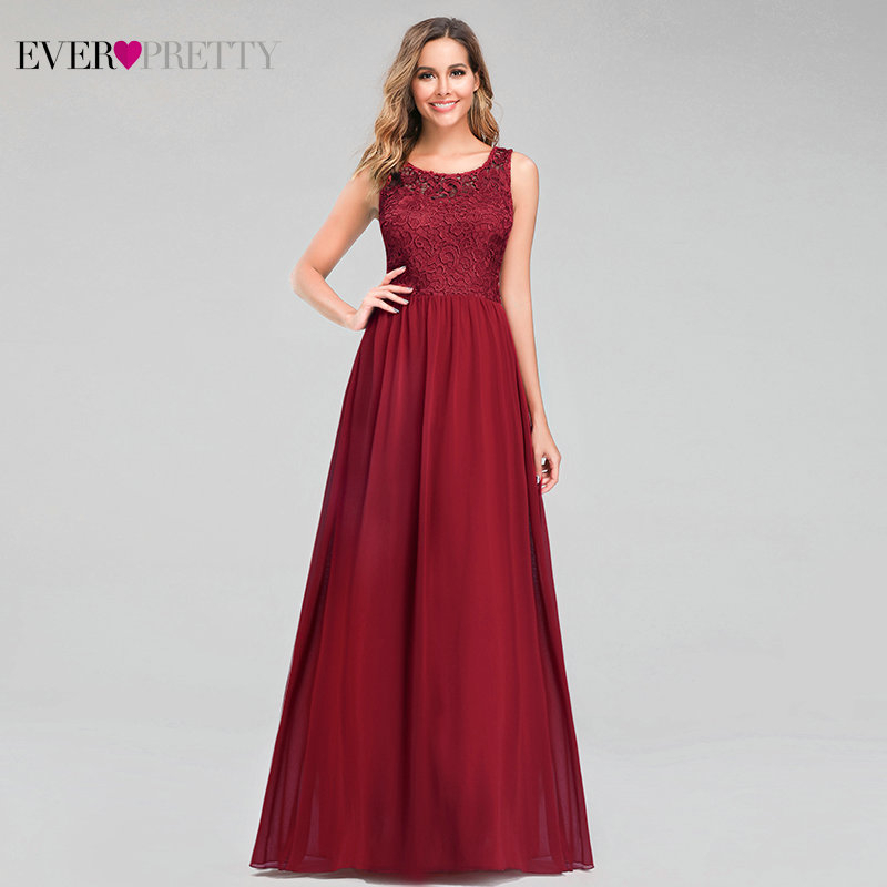 Elegant Burgundy Evening Dresses Ever Pretty EP07482BD Mermaid V-Neck Sleeveless Draped Formal Party Gowns Abiye Gece Elbisesi