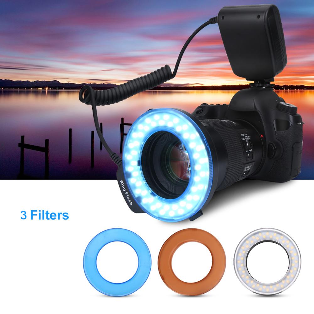 Professional HD-130 Macro LED Ring Flash Bundle3000~15000K with 8 Adapter Ring for Canon Flash for Nikon for Olympus DSLR Camera