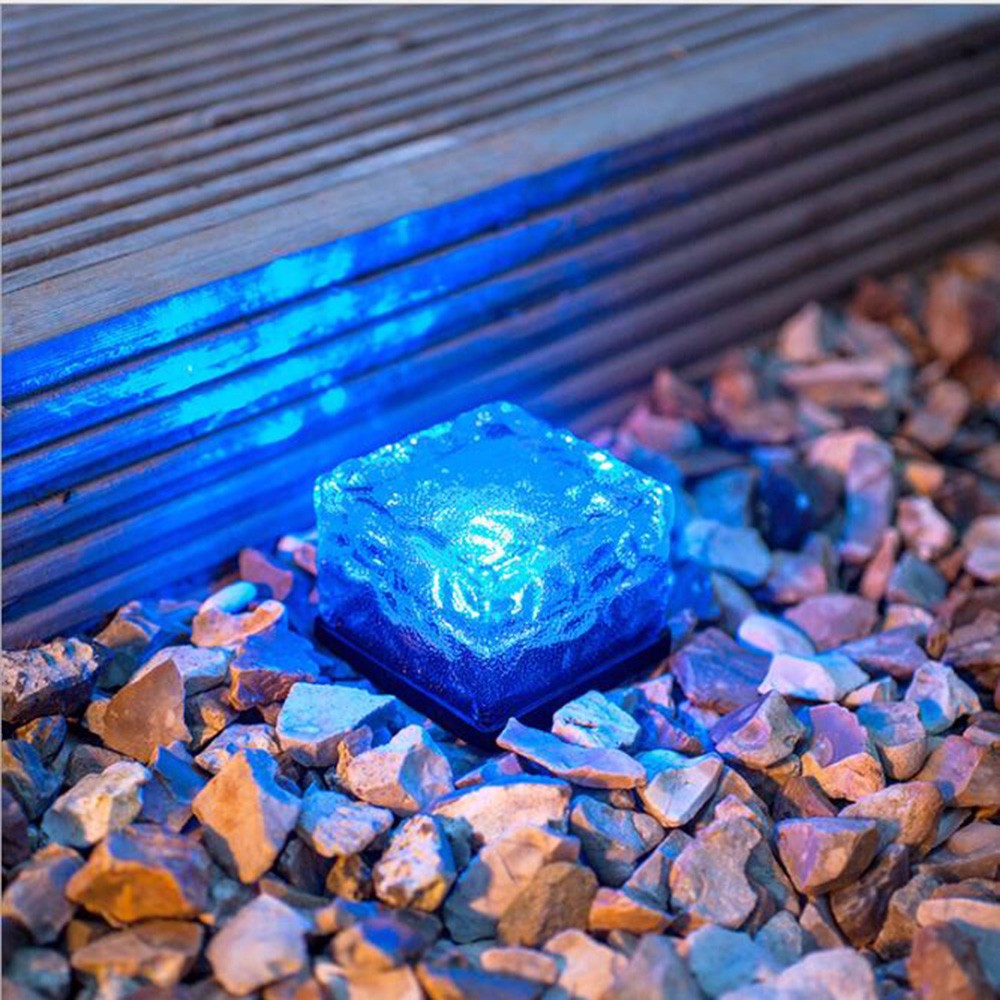 Waterproof Solar LED Light 1Leds Lamp Ground Clear Glass Ice Crystal Brick for Outdoor Yard Deck Road Path Garden Decoration