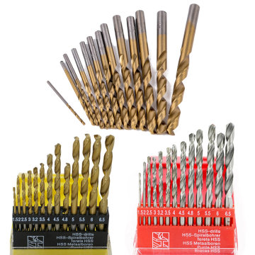 13PCS/set 1.5-6.5mm HSS Twist Drill Bits set Coated Titanium Coated Bit Kit Hole Saw Cutter Woodworking Plastic metal Tool