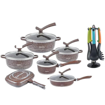 23pcs Cookware Set Non-Stick Soup Pot Set Casserole Cooking Pots Kitchen Tools Selected Set Pan Set Aluminum Pan Set
