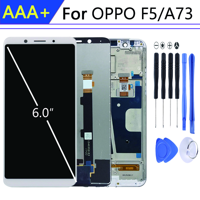 For 6.0" OPPO F5 display in Mobile Phone LCDs Digitizer Assembly Parts pantalla A73 Touch Screen Repair Parts edge LCD