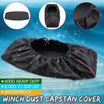 600D Black Waterproof Soft Winch Dust Capstan Cover 8000-17 500 lbs Trailer SUVs