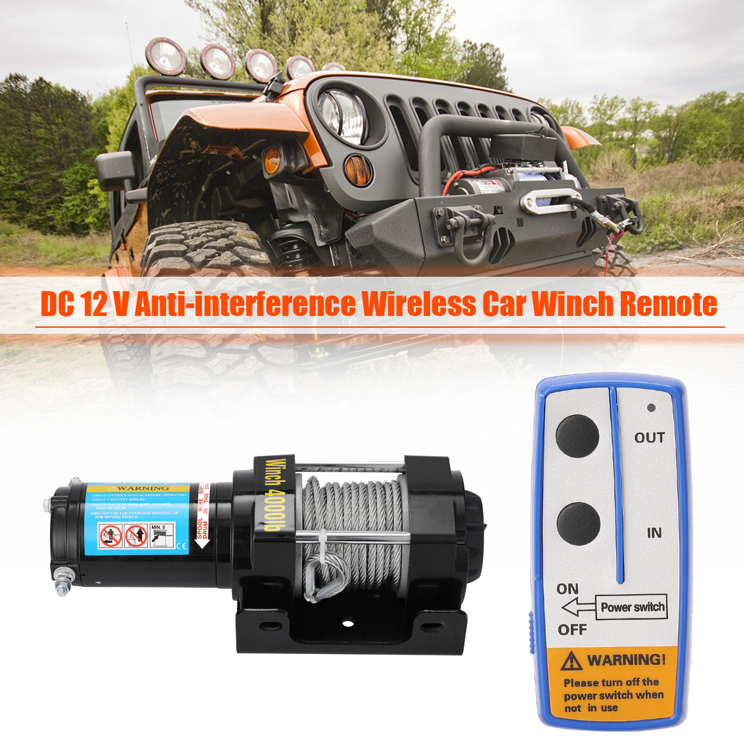Electric Recovery Winch Kit 4000lbs лебедка ATV Trailer Truck Car DC12V Remote Control Winches cabrestante electrico 12v лебедка
