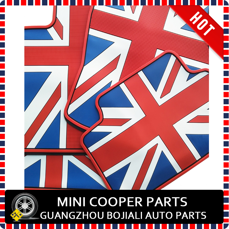 Anti-skid Rubber Material Full Black Union Jack Style Floor Mat For Left Hand Drive Car 2015 Mini Cooper F55 Only (4 Pcs/Set)