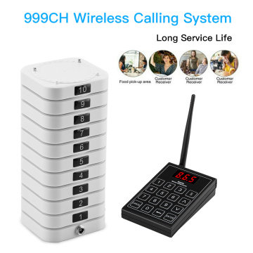 Restaurant 999CH Wireless Queuing Paging System 1 Transmitter+10 Coaster Pagers SU-669S for cafe restaurante queuing