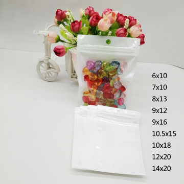 500pcs Zipper Plastic Bag Gift Reusable Ziplock Bag For Clothes Half Clear Transparent Plastic Bags With Hanging Hole Pearl Bags