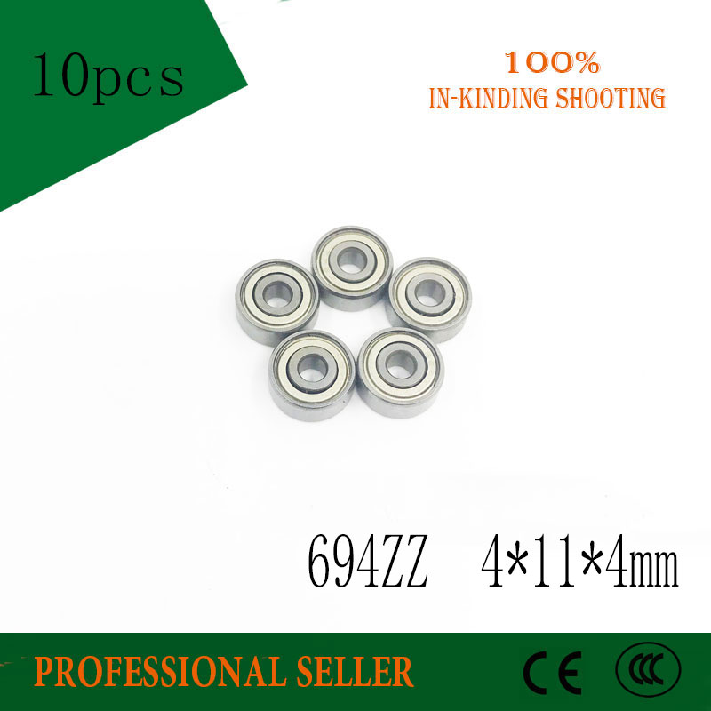 Free shipping 10pcs 694zz 694 ZZ 4*11*4mm deep groove ball bearings 4mm shaft miniature ball bearing 694-2Z