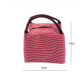 Outdoor Stripe Picnic Bag Lunch Insulated Cooler Box Tote Canvas Thermal Food Beach Bag Zipper For Camping Hiking Women Kids Men