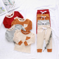 2Pcs Newest Cotton Infant Baby Girls Boys Clothes Set Ribbed Stripe Long Sleeve Tops+Pants Outfits Suit Toddler Casual Clothing