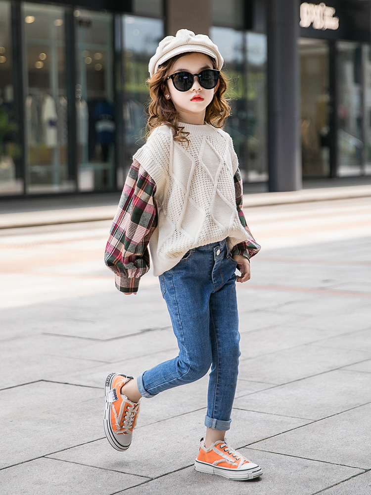 Teenager Girls Sweater 8 To 12 Years Autumn Plaid Big/Baby Knitted Cardigan Sweaters Kids Teens Toddler Pull Fille 10