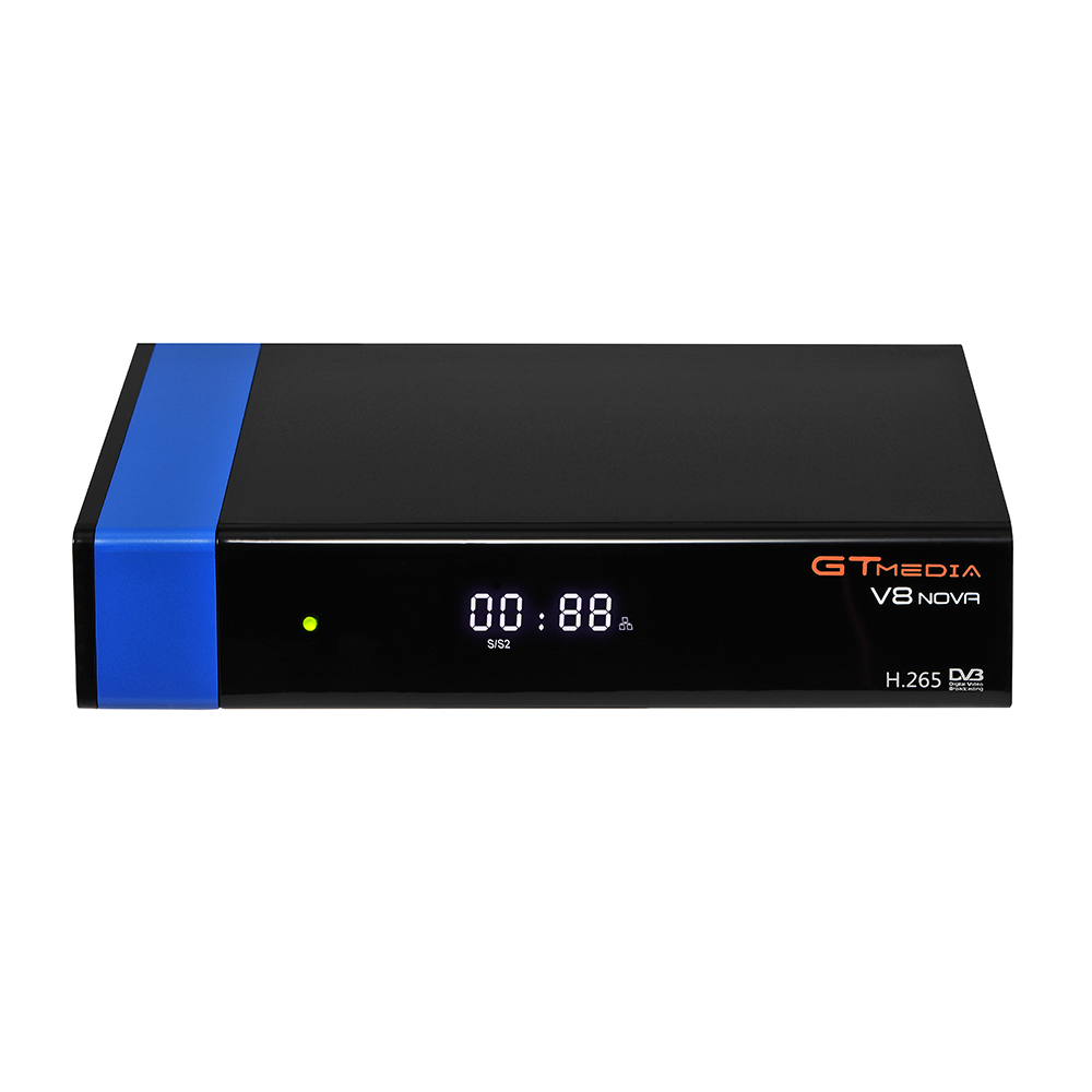 GTMedia V8 Nova Blue Receiver DVB-S/S2 H.265 HEVC Support Full PowerVu DRE Biss key Built-in 2.4G WIFI Youtube Youporn No app TV