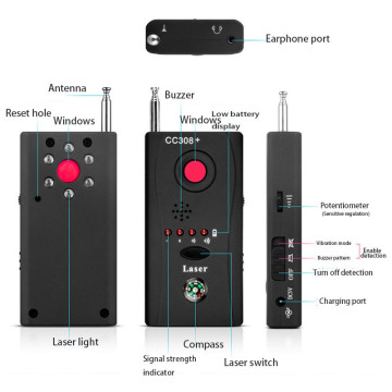 CC308+ Wireless Camera Lens Signal Detector Radio Wave RF Signal Detect Camera Full-range WiFi RF GSM Device Finder