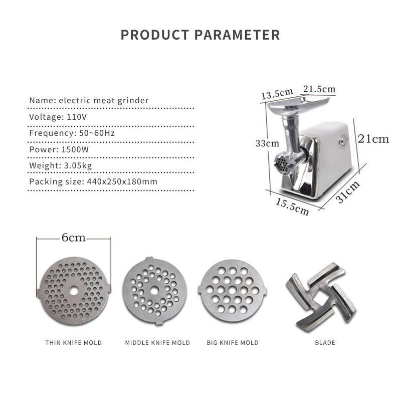 Electric Meat Grinder 110V Household Stainless Steel Meat Mincer Machine Automatic Meat Grinding Machine Minced Sausage Machine