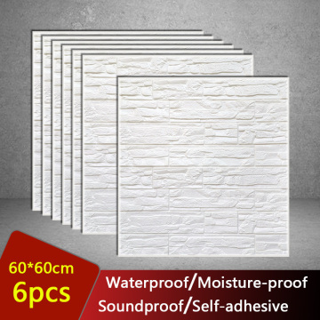 6Pcs DIY Self Adhesive 3D Wall Stickers Bedroom Waterproof Foam Brick Room Wallpaper Home Decor Living Wall Decor For Kids